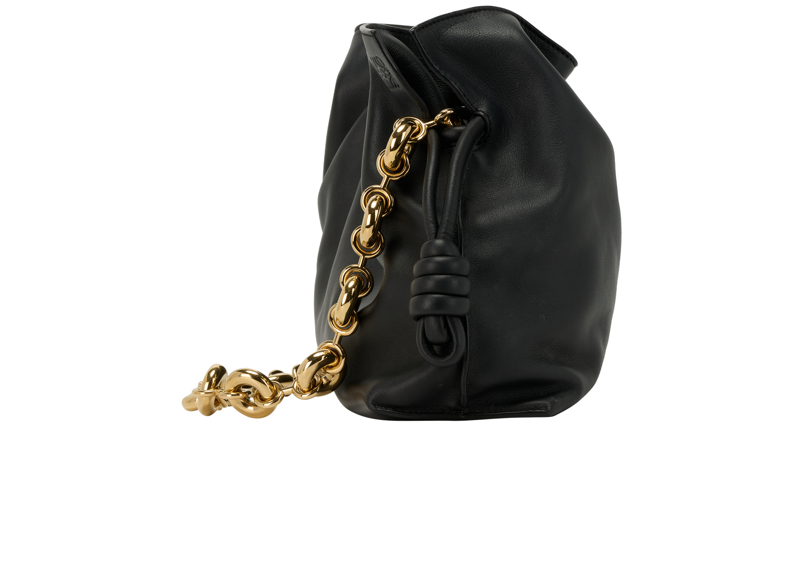 Medium Flamenco Clutch, &pound;1,600, Handbags, Black, Leather, Side view